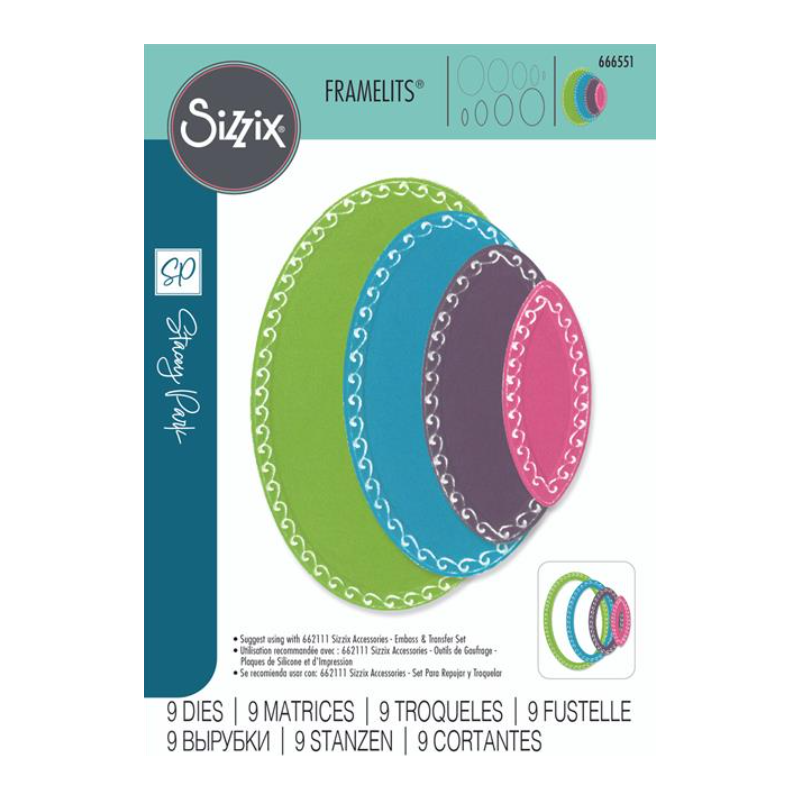 Sizzix/Stacey Park 4 Dies "Fanciful Framelits - Clare Classic Ovals" 666551
