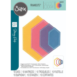 Sizzix/Stacey Park 4 Dies "Fanciful Framelits - Belinda Stitched Hexagons" 666554