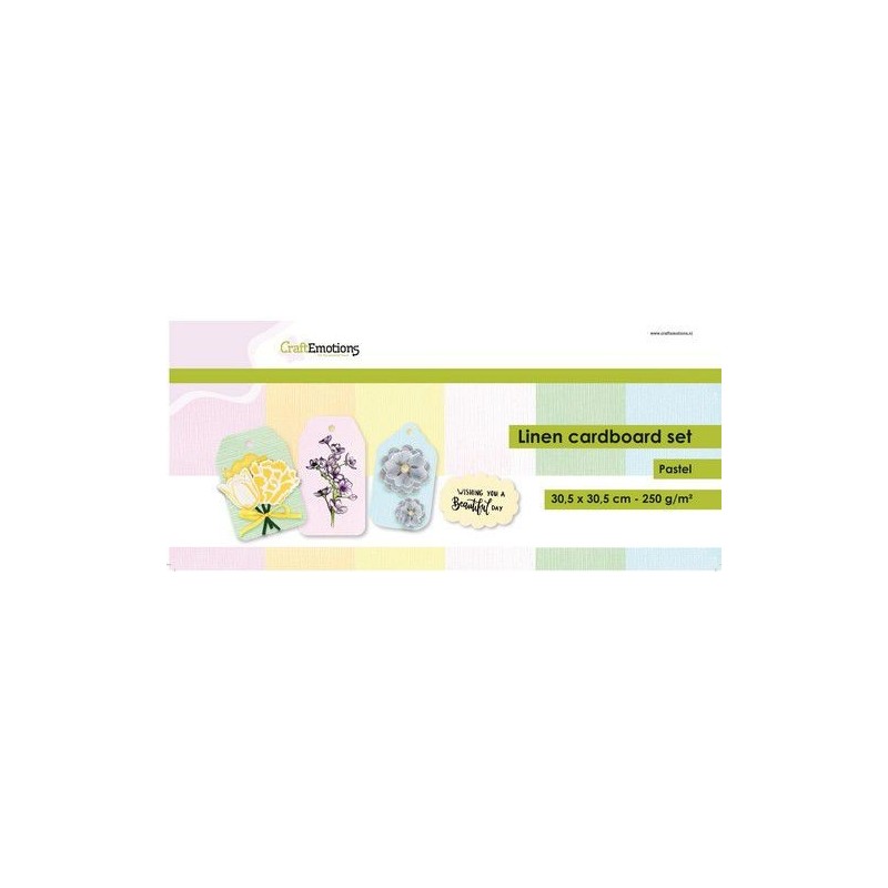 CraftEmotions Linen cardstock set 12 St - Pastel 30,5x30,5cm 250g