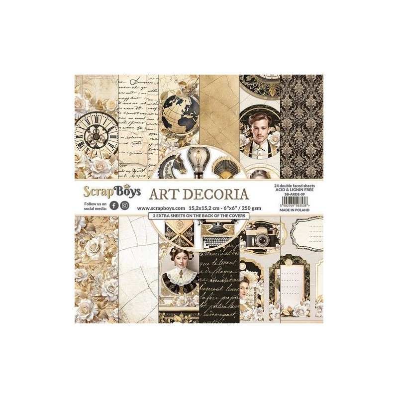 ScrapBoys Art Decoria paperpad 24 sh+cut out elements-DZ SB-ARDE-09 250gr 15,2cmx15,2cm