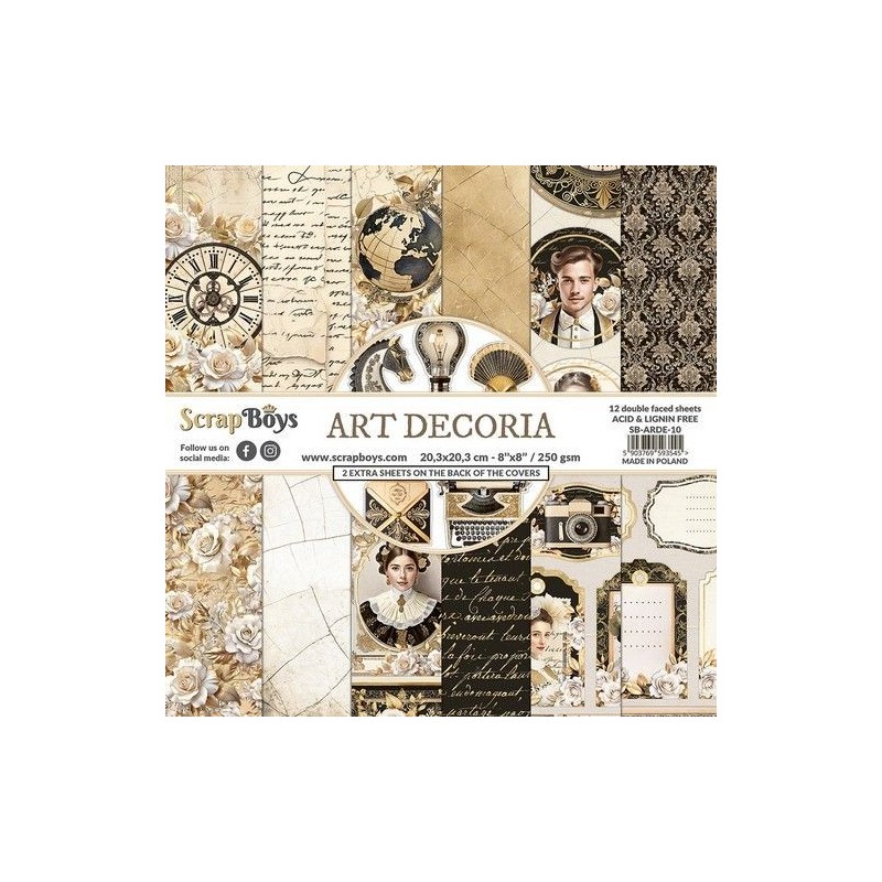 ScrapBoys Art Decoria paperpad 12 sh+cut out elements-DZ SB-ARDE-10 250gr 20,3x20,3cm