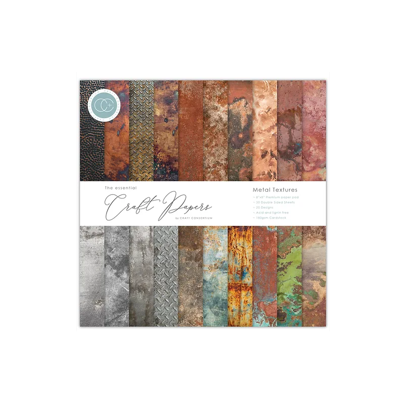 Craft Consortium 8x8  The Essential Craft Papers  - Metal Textures