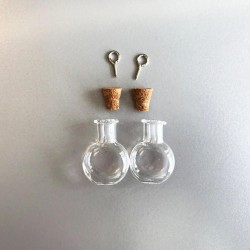 Mini glass bottles with cork & screw hanger 2 pcs 12423-2313 19.2x10x24mm