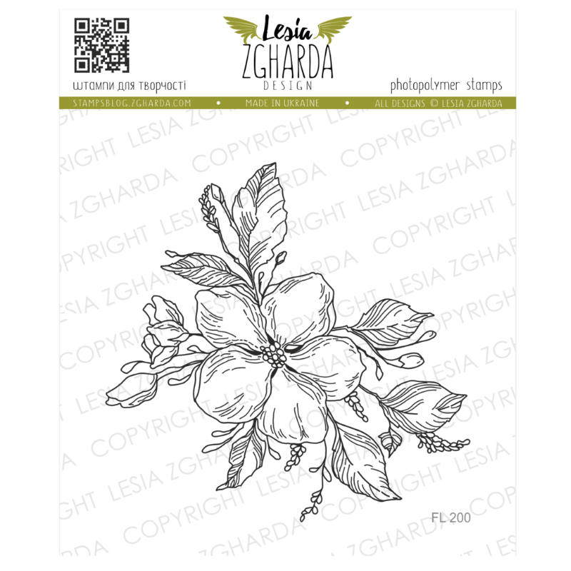 Lesia Stamp "Cherry blossom with hatching"