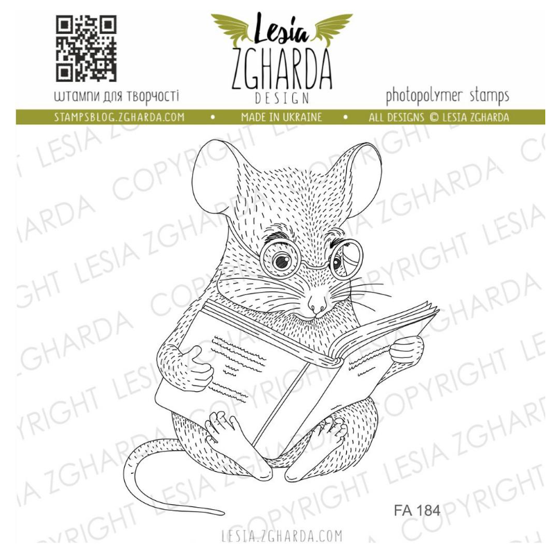 Lesia Stamp "The mouse reading a book"