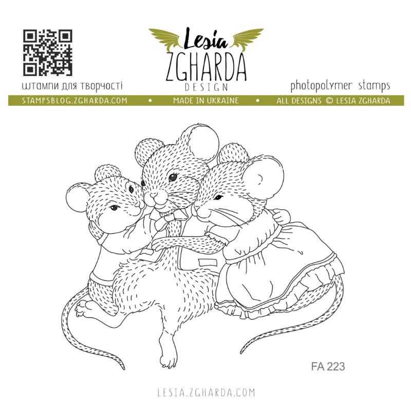 Lesia Stamp "Daddy Mouse with Baby Mice"