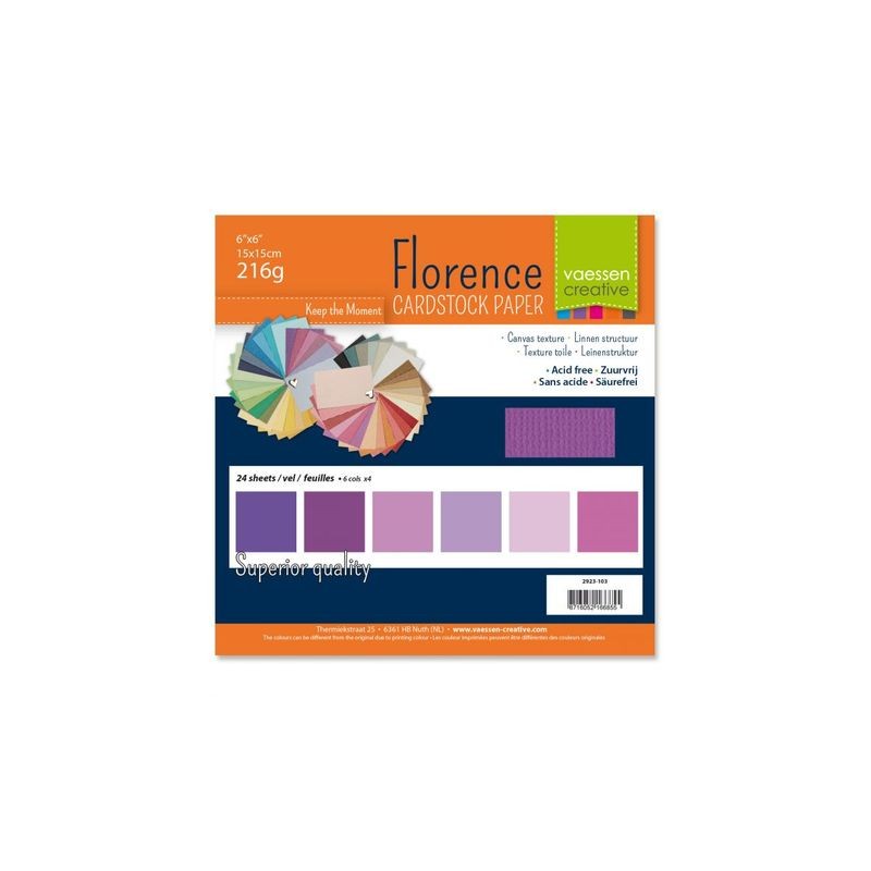 Vaessen Florence • Cardstock multipack 15,2x15,2cm Violet