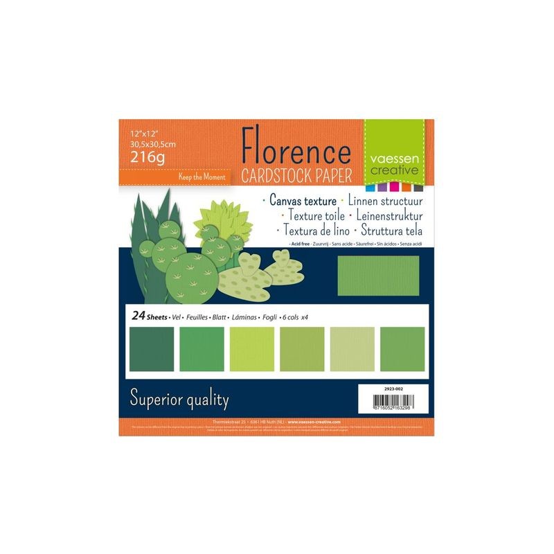 Vaessen Florence Cardstock multipack 30,5x30,5cm Green