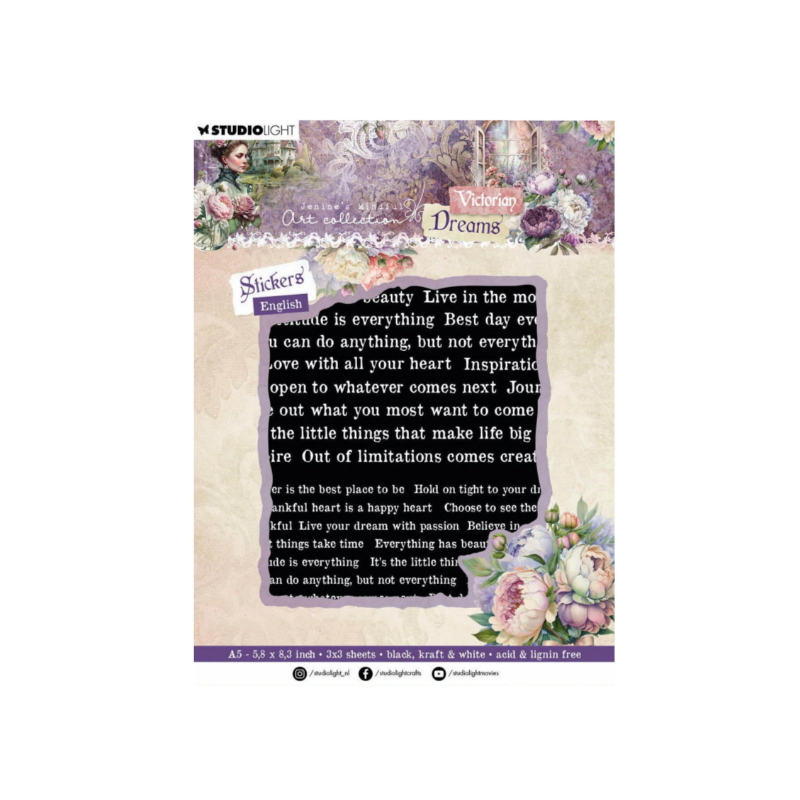 Studio Light • Sticker Sheets Victorian Dreams Black, Kraft, White - English