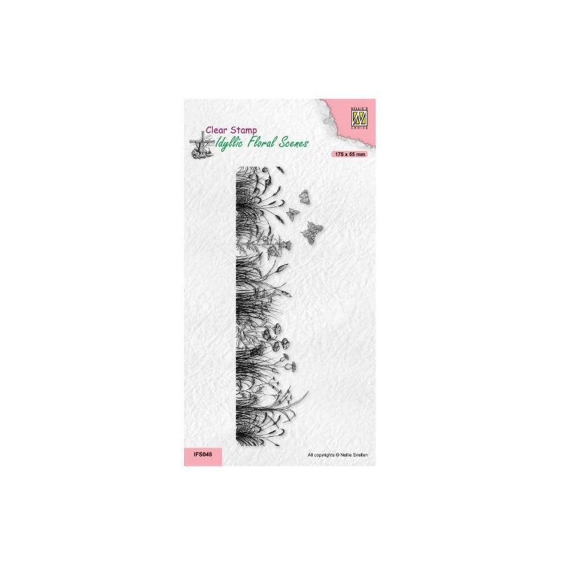 Nellie's Choice • Idyllic Floral Scenes Clear Stamps Slimline Meadow with Butterflies