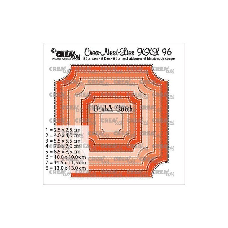 Crealies Crea-Nest-Lies XXL Ticket square with double stitch (8x)  13x13 cm