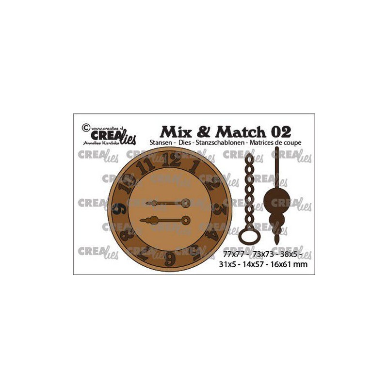 Crealies Mix & Match clock with chain and pendulum  31x5 - 77x77mm