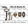 Crealies Mix & Match 3x keys, 2x key lock, 1x padlock 29x65 - 11x26mm
