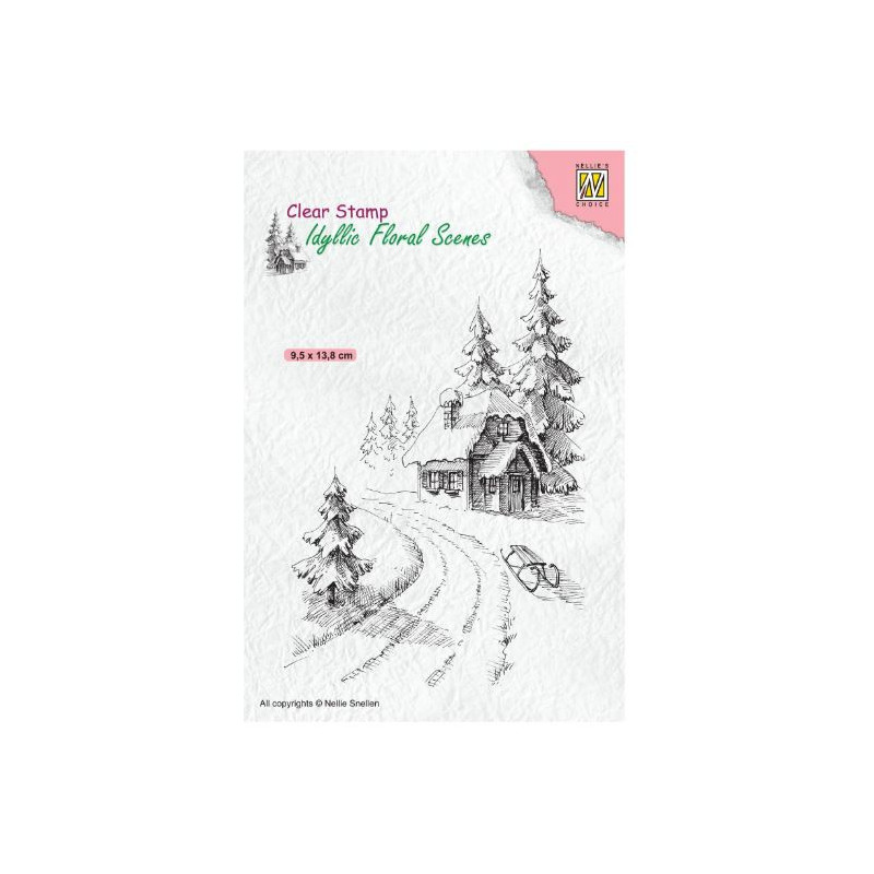 Nellie's Choice • Idyllic Floral Scenes Clear Stamps Wintery House (95x138mm)