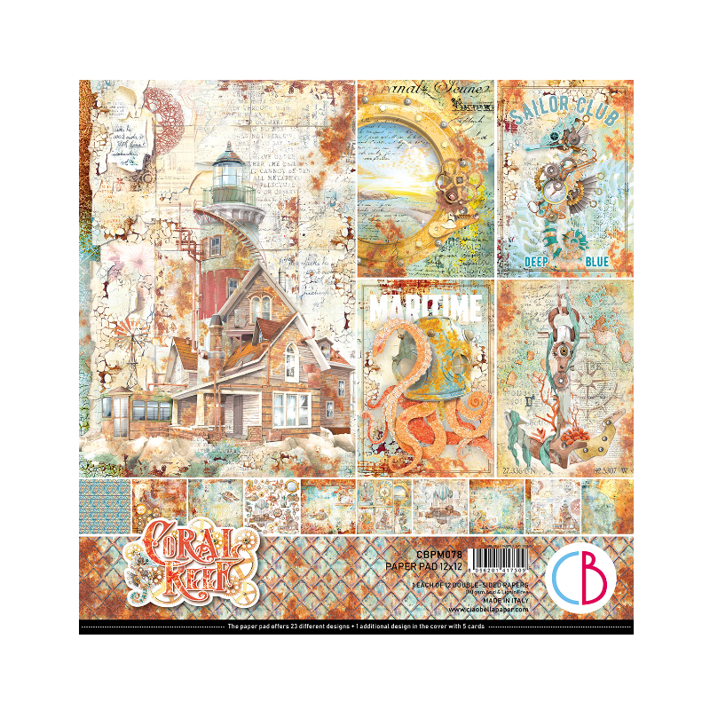 Ciao Bella CORAL REEF PAPER PAD 12"X12" 12/PKG