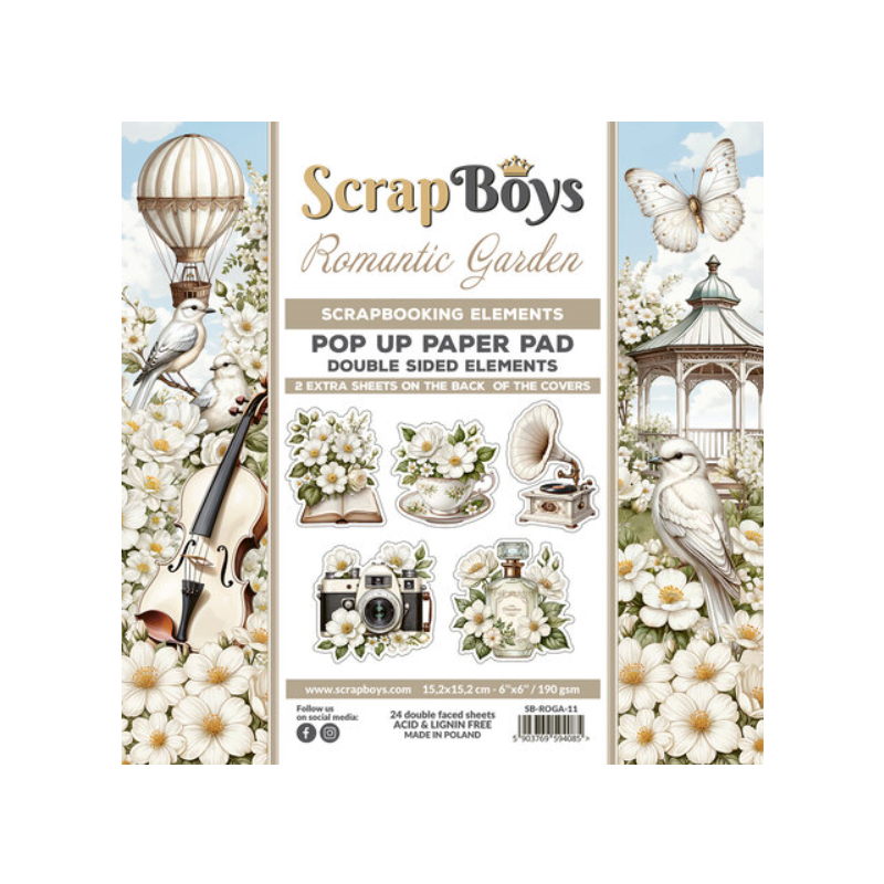 ScrapBoys Romantic Garden 6x6 Inch Pop Up Paper Pad (SB-ROGA-11