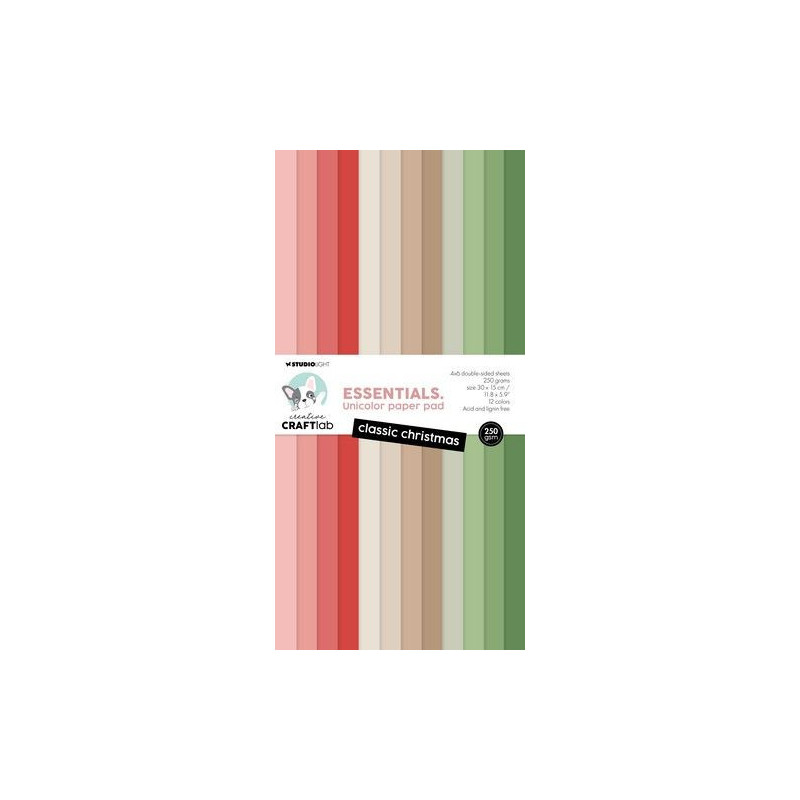 Studio Light Unicolor paper pad Classic Christm. Essent. nr.221 CCL-ES-UPP221 300x150mm