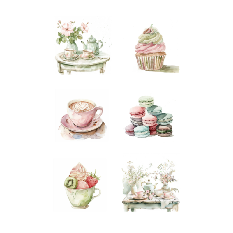 Reprint Papper Klippark - Girly Fika - A4