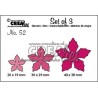 Crealies Set of 3 no. 52 flowers 23  20 x 19 mm - 40 x 38 mm
