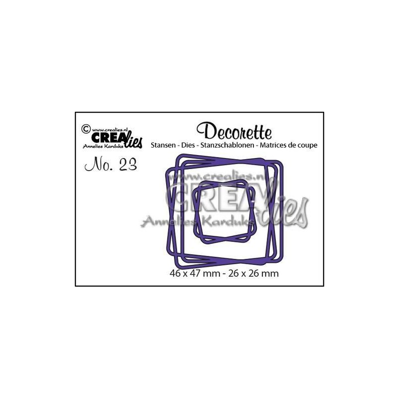 Crealies Decorette no. 23 intertwined aquares 46x47-26x26mm