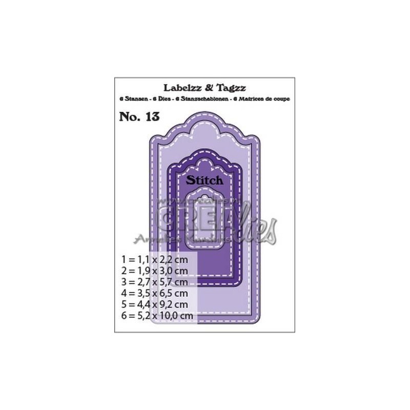 Crealies Labelzz & Tagzz no. 13 / 5,2x10,0cm Stitch