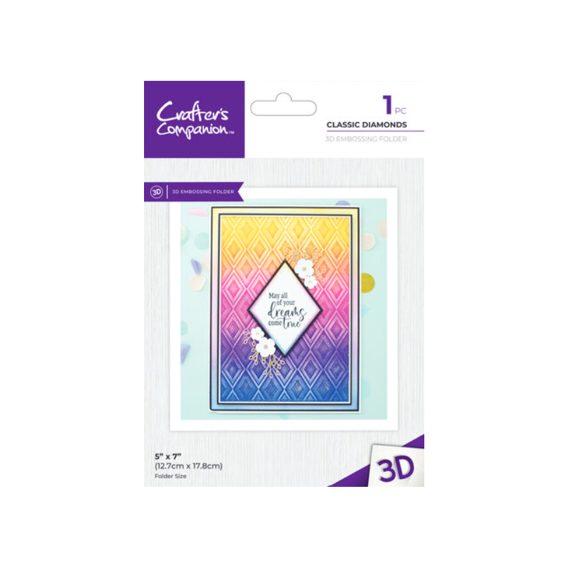 Crafter's Companion Bold 3D Folders 5x7 Inch 3D Embossing Folder Classic Diamonds CC-EF5-3D-CLDI