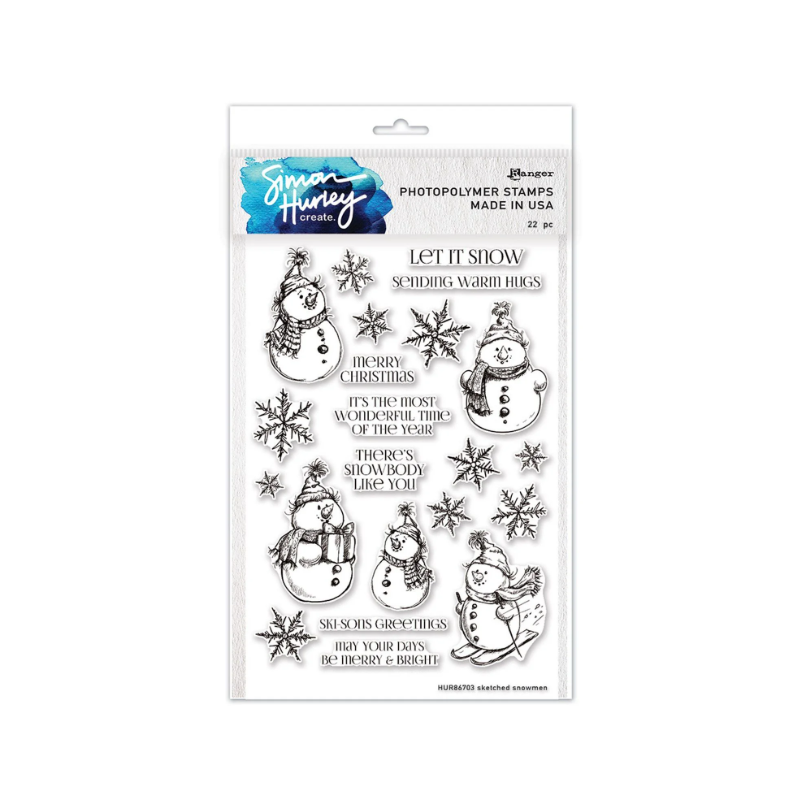Ranger • Simon Hurley create. Photopolymer Stamps 15.24cmx22.86cm Sketched Snowmen