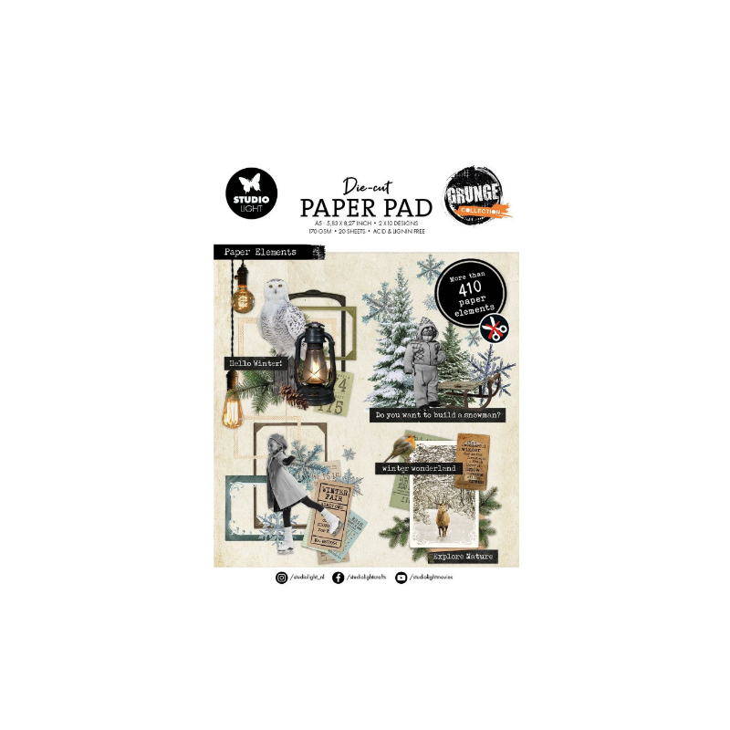 Studio Light • Grunge Collection Die-Cut A5 Paper Pad Paper Elements