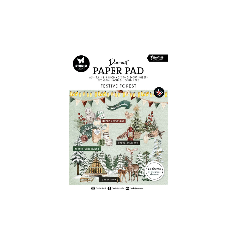 Studio Light • Essentials Die-Cut A5 Paper Pad Festive Forest