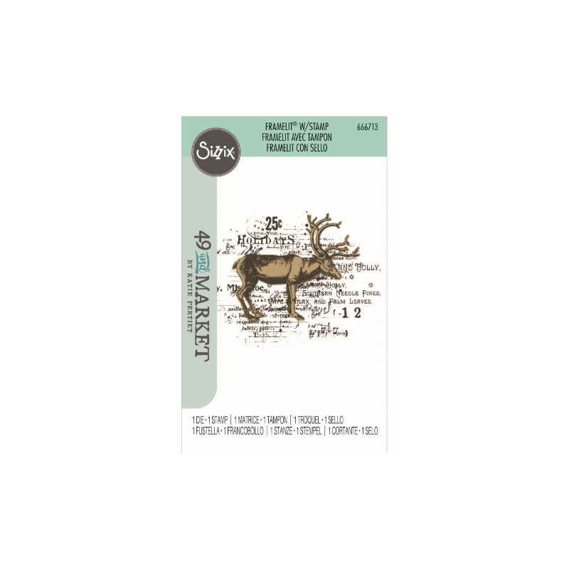 Sizzix • Clear Stamp Set with Framelits Die Reindeer Mix Cluster 49 and market