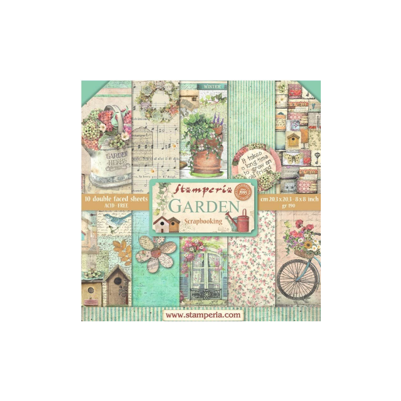 Stamperia Garden 8x8 Inch Paper Pack SBBS104