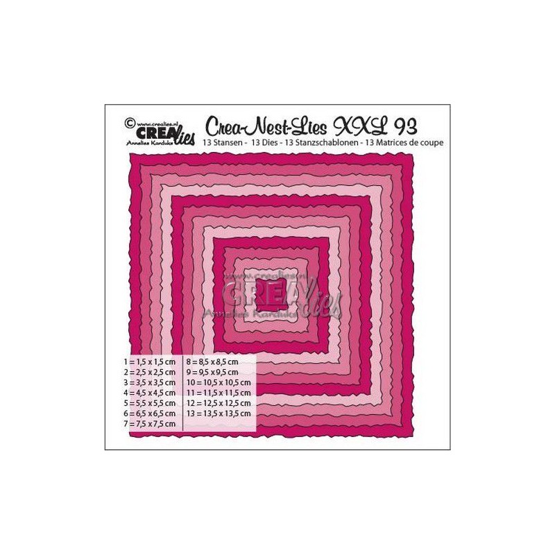 Crealies Fyrkant XXL93  squares with rough edges