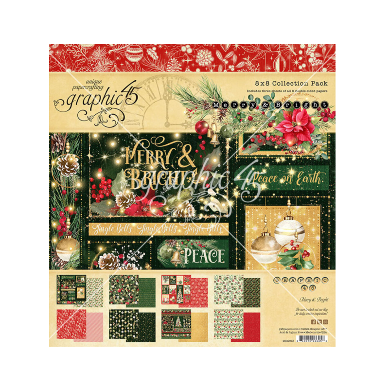 Graphic 45 8x8 Inch Merry & Bright Collection Pack 4502913