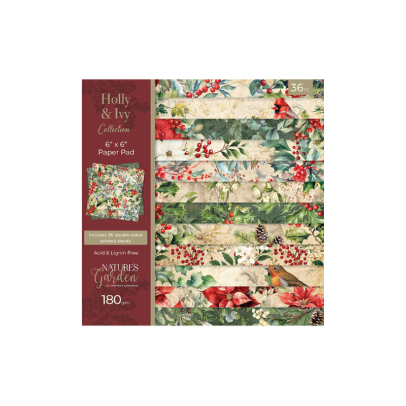 Crafter's Companion 6x6 Inch Holly & Ivy 6x6 Inch Paper Pad NG-HAI-PAD6