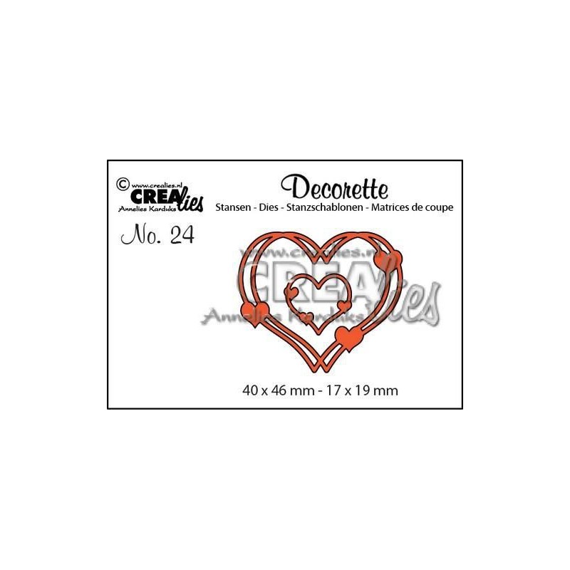 Crealies Decorette no. 23 intertwined hearts 40x46-17x19mm