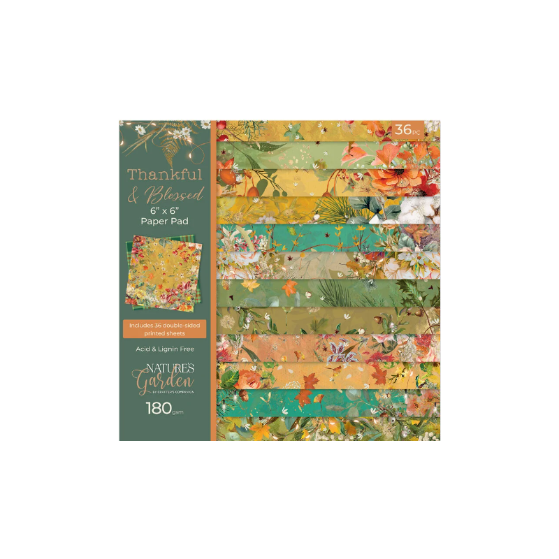 Crafter's Companion Thankful & Blessed 6x6 Inch Paper Pad NG-TAB-PAD6
