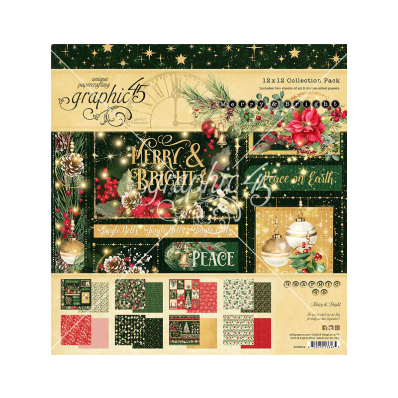 Graphic 45 Merry & Bright 12x12 Inch Collection Pack 4502914