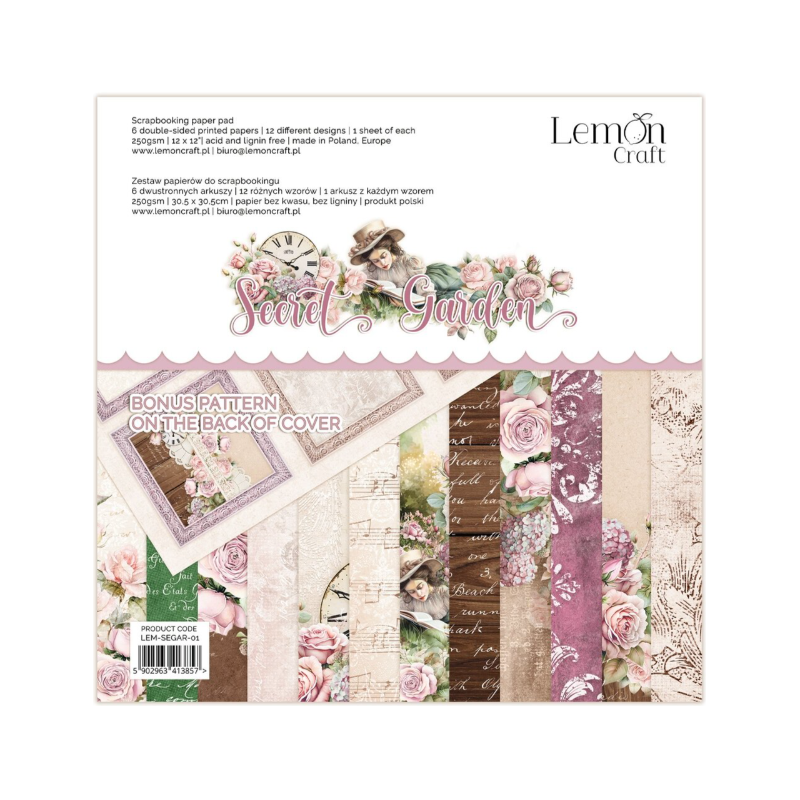 Lemon Craft Secret Garden 12x12 Inch Paper Pad LEM-SEGAR-01