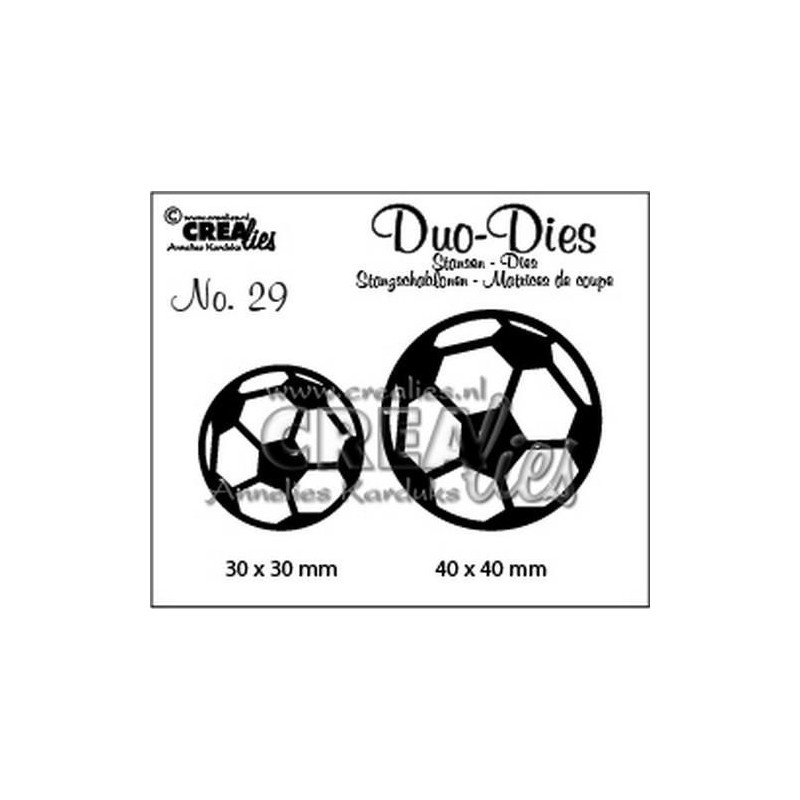 Crealies Duo Dies no. 29 soccerballs 30x30mm-40x40mm