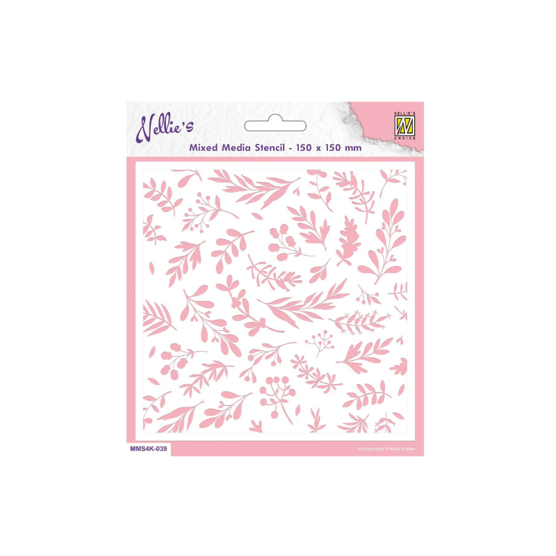 Nellie's Choice • Stencil 15x15 cm Christmas Background Branches & Berries