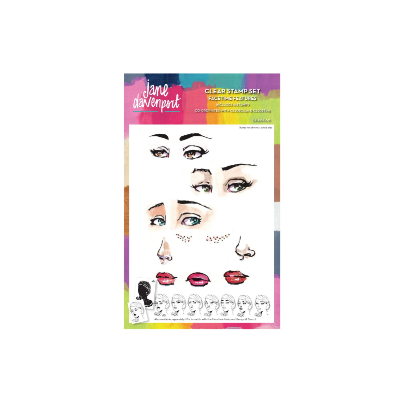 Creative Expressions • Jane Davenport Clear Stamp Set Facetime Features