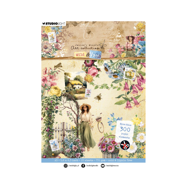 Studio Light Wild & Free Die-cut Paper Pad A5 Paper Elements MA-WAF-DCPP181