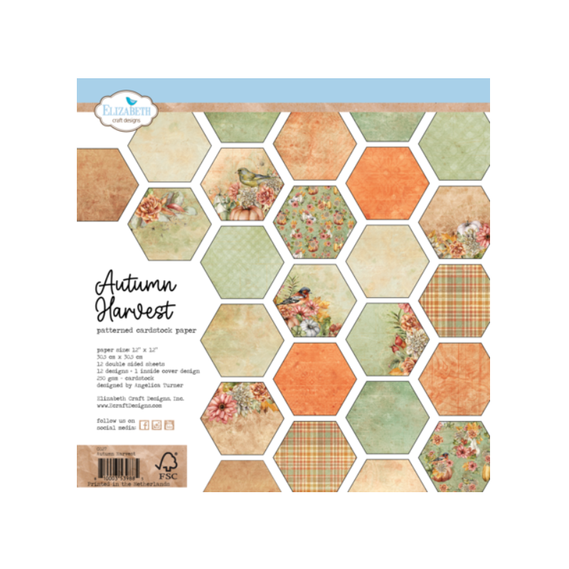 Elizabeth Craft Designs Autumn Harvest 12x12 Inch Patterned Cardstock Paper C027