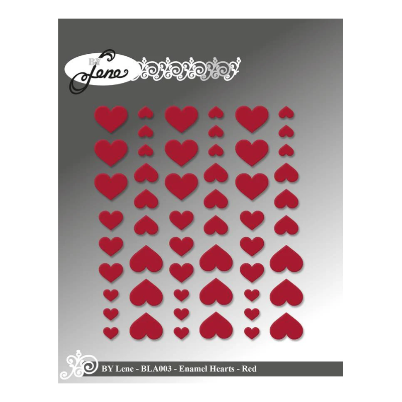 BY Lene Enamel Hearts "Red - 54pcs" BLA003