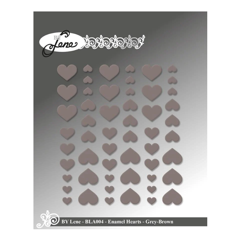 BY Lene Enamel Hearts "Grey-Brown - 54pcs" BLA004