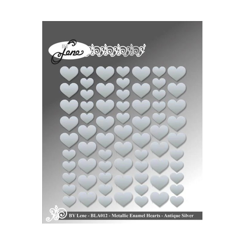 BY Lene Metallic Enamel Hearts "Silver - 70pcs" BLA012