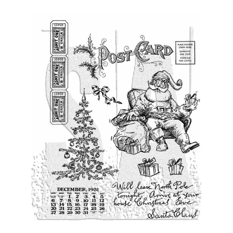 Stampers Anonymous Tim Holtz Cling Stamp “Santa Visit" TH-CMS500