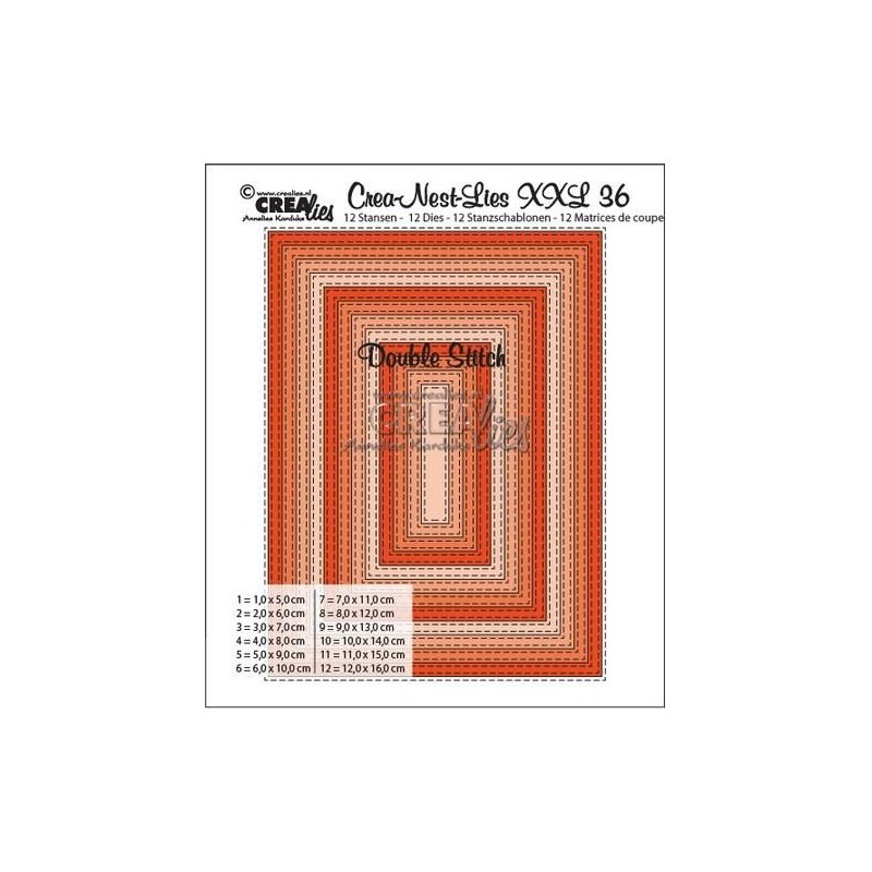 Crealies Dubbel Stygn Rektangel 12 x 16 cm