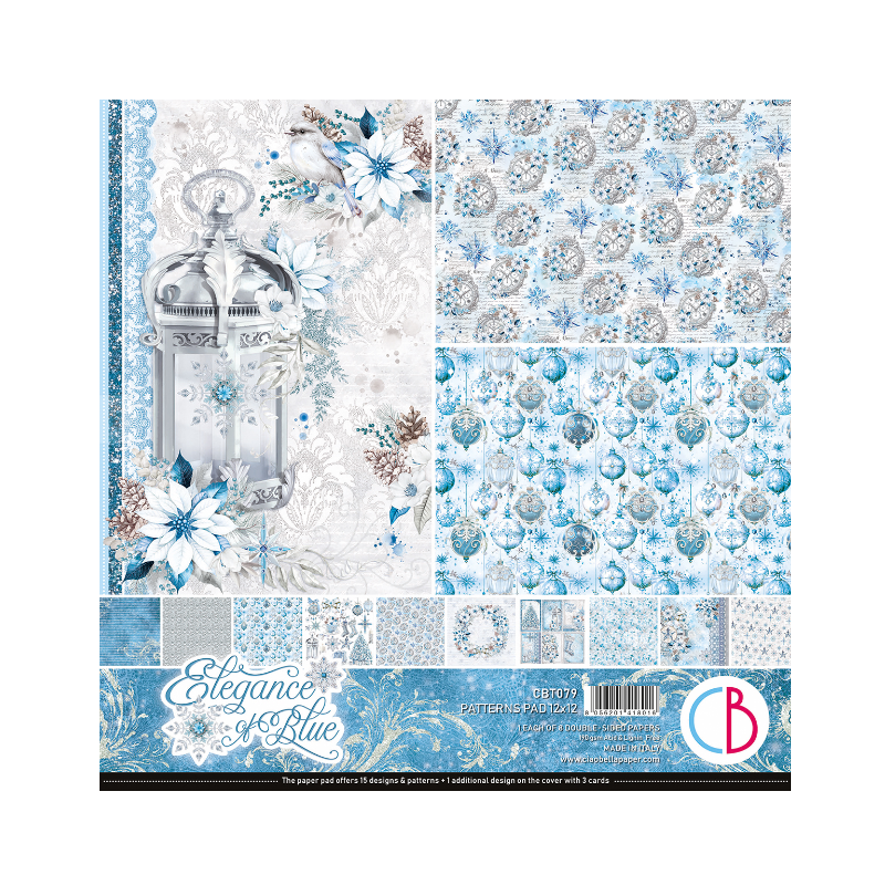 Ciao bella Elegance of Blue Patterns Pad 12"x12" 8/Pkg