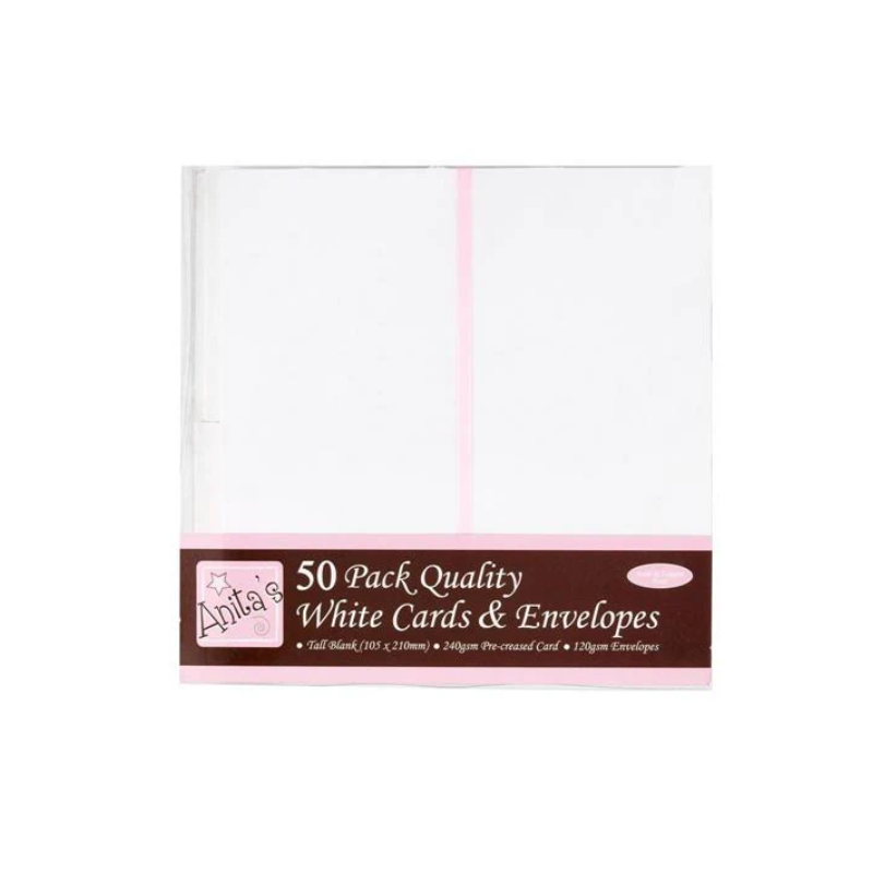 Anitas 50 st Card/Envelopes  Slimline 10,5x21cm "White" ANT 1513020
